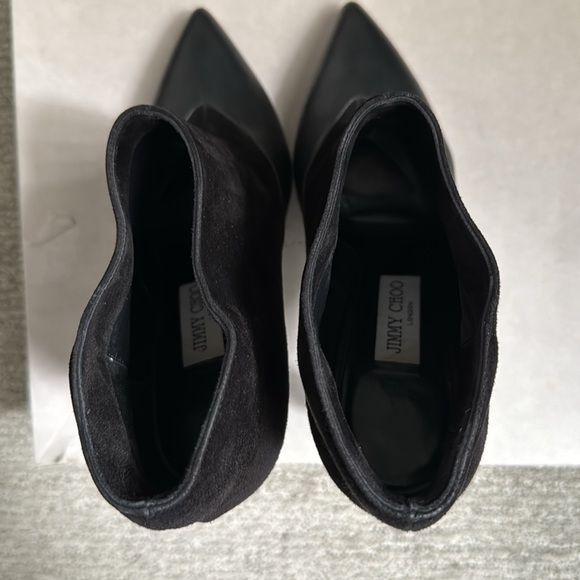 Jimmy Choo Black Leather and Suede Diad Ankle Boots Size 38.5 - Picture 9 of 15